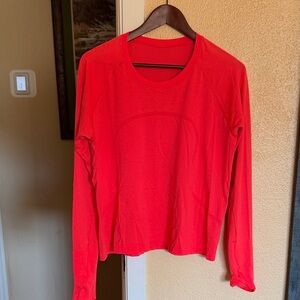 Lululemon Athletica Bold Coral Swiftly Tech Long Sleeve 2.0 Race Length